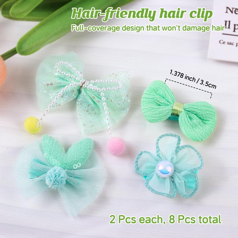 Cherocito 400 Pcs Baby Girls Hair Accessories Set,Baby Girls Hair Ties,Flower Bows Rubber Bands,Hair-friendly Hair Clip,Soft Elastic Hair Bands,Claw Clip(Green) - Image 3